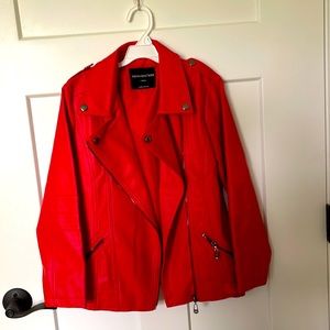 Kids red pleather moto jacket
